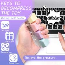 1pc Light-Touch Stress Relief Toy, Designed For Adults, Square Keyboard Clicker Keychain, Sensory Gift For Autism, Anxiety And Stress Relief (Clear-Macaroon1, 4-In-1 - 1 Piece) - Multicolor - View 11