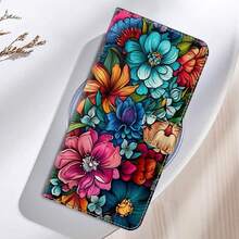 GLANDOTU Universal Multi-Brand & Multi-Model Floral Printed Leather Phone Wallet With Card Slots, Stand And Lanyard - Multicolor - View 5