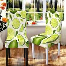 1pc/2pcs/4pcs/6pcs/30pcs Universal High Elastic Dining Chair Covers, Fresh Fruit Style Lime Print, Polyester Fabric, Full Coverage, Stain Resistant, Washable & Removable - Multicolor - View 1