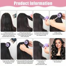 Set 30 buah alat pengeriting rambut tanpa panas berwarna ungu dengan perekat diri dan jepit rambut hitam yang serasi, ringan & dapat digunakan kembali, tidak merusak rambut, untuk membuat ikal alami yang lembut sendiri, alat penataan rambut sehari-hari di rumah. - MultiWarna - View 7