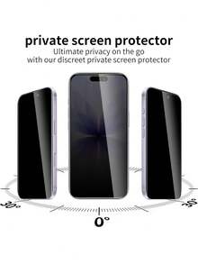 4合1套裝－2片裝隱私螢幕保護貼，含2片相機鏡頭保護貼，適用於 iPhone 17 Pro Max、17 Pro、17 Air、16 Pro Max、16 Pro、15 Pro Max、15 Pro、14 Pro、13 Pro Max、13 Pro、12 Pro 與 11，隱私螢幕保護、鏡頭保護、9H 硬度雙層防碎鋼化玻璃、易安裝、相容手機殼 - 黑色 - 查看 4