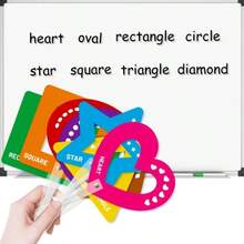 hoojojo 8pcs Double-Sided Shape & Color Matching Cards, Hollow Geometric Shape Recognition Learning Board, Interactive Math Cognitive Puzzle Toy, Classroom Learning Supplies, Educational Stationery, Back To School - Multicolor - View 8