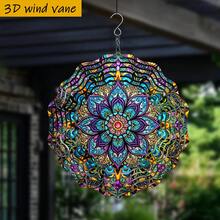 3D "Colorful Mandala Pattern" 10" X 10" Rotating Hook, 360° DIY Creative Double-Sided Round Indoor/Outdoor Hanging Decor (Pendant Not Included), Random Style - A - View 4