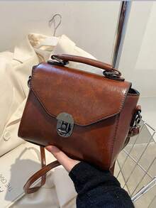 Women's Retro Latch Mini Handbag For Daily Commute - Brown - View 2