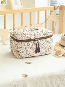 Large Capacity Floral Quilted Cosmetic Bag, Portable Cute Flower Travel Pouch Make Up Bag Toiletry Bag Makeup Storage Holiday Essentials - Multicolor - View 14