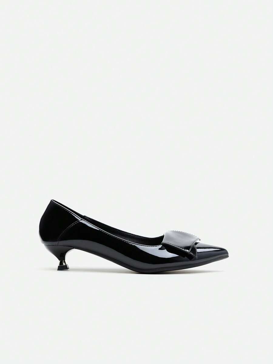 CHICVUE Tacones altos de punta fina para mujer, zapatos clásicos de oficina y trabajo, altura de tobillo, color negro, adecuados para primavera y otoño, Día de San Valentín, elegantes, tacones de gatito - Negro - Ver 1