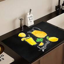 1 pieza Alfombrilla absorbente para secar platos con estampado de limón, Alfombrilla absorbente para encimera de máquina de espresso, Alfombrilla absorbente para fregadero, Alfombrilla absorbente suave para grifo, Alfombrilla absorbente para taza de fregadero, Accesorios para cocina y baño - Multicolor - Ver 5