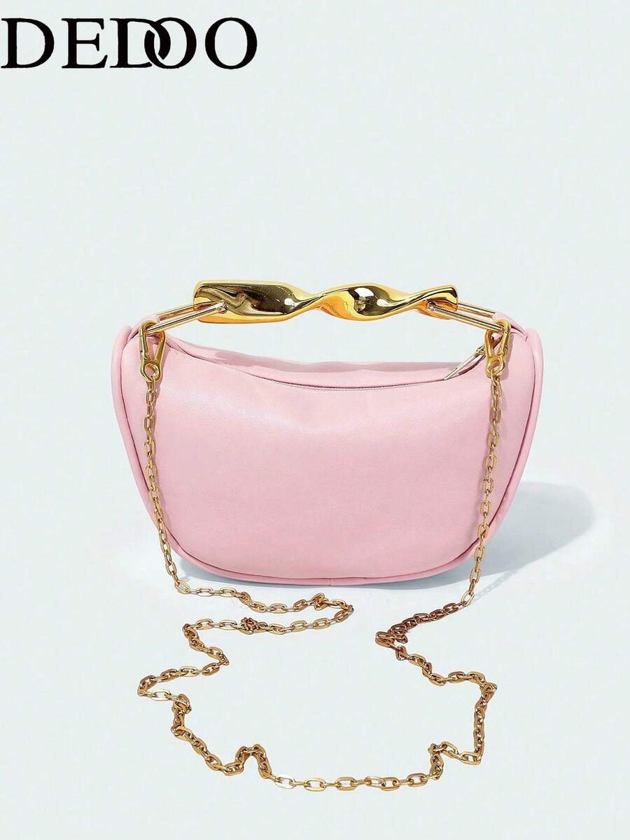 Bolso de mano/bolso de hombro de diseño único de 2025, de piel de PU, con asa de metal, de alta calidad