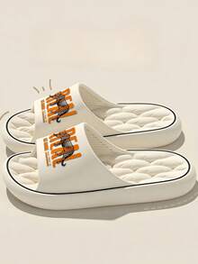 Spring/Summer INS Style Casual Slides, Versatile And Comfortable, Silent And Wear-Resistant Sole, Essential For Home, Hotel, Office, Outdoor Hiking, Lightweight And Long-Wearing Without Foot Fatigue, Unisex - White - View 3