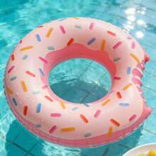 Outdoor Swim Ring Home Use Donut Pattern. Thickened Quality. Perfect For Pool Party Matching. - Rainbow Donuts - Light Pink - View 2