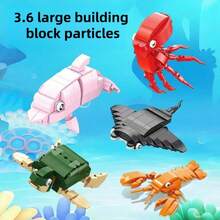 Bộ 6 khối xếp hình sinh vật biển mini tự lắp ráp, giúp cải thiện khả năng thực hành của trẻ, món quà tốt nghiệp/tân nhập học lý tưởng, phần thưởng trong lớp học, quà tặng tiệc tùng, vật trang trí bàn làm việc dễ thương, đóng gói hộp quà. - Nhiều màu - Xem 2
