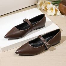 2026 New Mary Jane Shoes For Women, French Style Gorgeous Non-Fatiguing Soft Bottom Versatile Pointed Toe Flat Slip-On Shoes - Brown - View 4