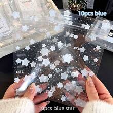 10pcs Cute Star Pattern Transparent Storage Bags, Aesthetic Gift Packaging Bags Suitable For Small Businesses, Photo Cards Jewelry Storage - Rectangle - View 10