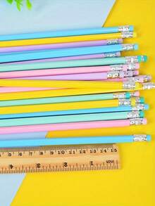 12pcs/6pcs Vibrant Macaron-Colored HB Wooden Pencils, 1.0-1.9mm Lead, Assorted Colors Randomly - Suitable For Drawing Supplies, First Day Of School - Multicolor - View 4