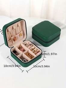 1pc Travel Jewelry Organizer Box, PU Leather Compact Jewelry Storage Box, Multi-Functional Jewelry Organizer, Jewelry Sorting And Storage, Mini Jewelry Box, Women's Gift, Simple Travel And Home Jewelry Storage Box, Pink Travel Essential - Square Jewelry Box - View 15