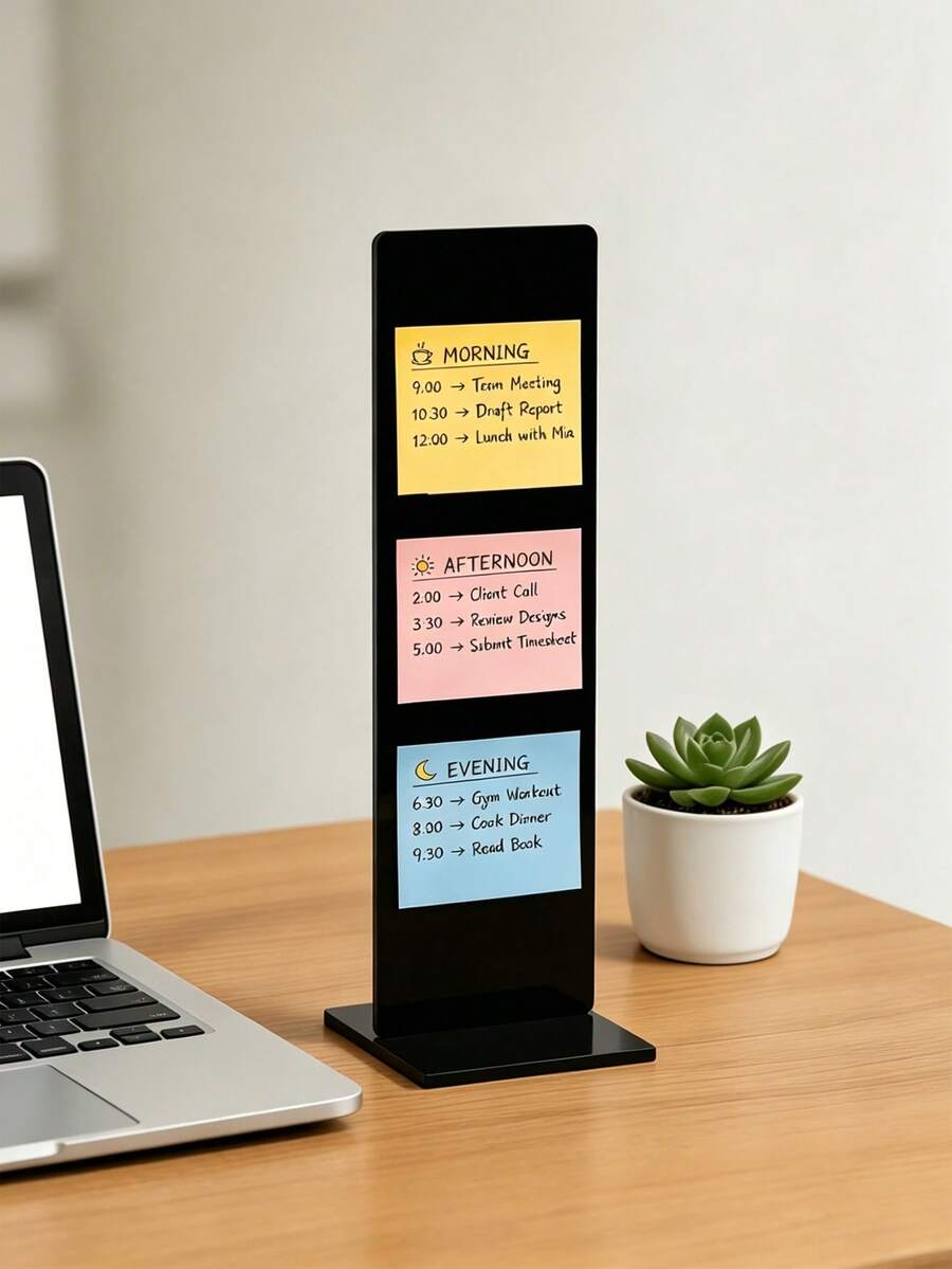 1pc Detachable Transparent Acrylic Memo Board With Memo Message Board Holder, 11.8 Inch Long Computer Screen Memo Clip, Black And Transparent Colors Available, Office Desk Accessory, Suitable For Vertical Sticky Note Display - Multicolor - View 1