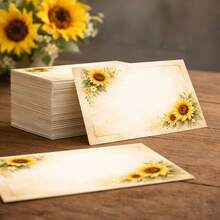 25/50 Pcs Vintage Sunflower Message Cards, Blank Greeting Cards For Handwritten Notes, Floral Blessing Cards, Gift Message Cards, Emotional Expression Cards, Thank You Cards, Themed Flower Cards, Handwritten Birthday Wishes, Friendship Cards - A - View 11