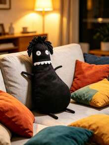 1pc 40cm/15.75in Small Head Monster Dark Humor Plush Doll, Black Weird Style Plush Doll, Humorous Ugly Cute Stuffed Doll, Gothic Horror Pillow, Unique Room Decor Friend Gift - Black - View 4