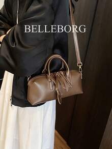 BELLEBORG 優雅百搭復古紋理女款手提包 - 咖啡 - 查看 3