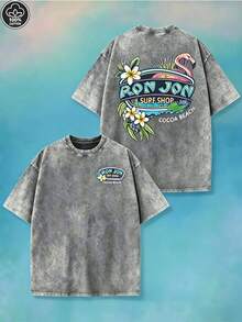 2026 New Everyday Tops. 230g Cotton Tee With Surf Shop Print, Breathable & Lightweight. Street Style Unisex Top, Great For Daily Look And Vacation. - Xám - Xem 5
