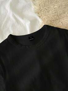 Women's Basic Casual Slim Fit Short Sleeve T-Shirt, 95% Cotton, Women's Summer Clothes, Women's Basic Set, Y2k, Fashion, Elegant. - 黑色 2 - 查看 4