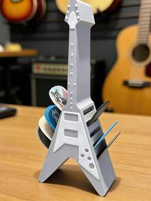 1pc Guitar Shaped Guitar Pick Storage Box, Durable Guitar Pick Display Holder, Music Accessory, Perfect Gift For Guitar Enthusiasts And Musicians - Multicolor - View 7