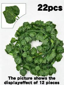 5/22pcs Artificial Grape Leaf Garland, Faux Green Grape Leaf Vine, Wedding Party Table Fireplace Bedroom Wall Decor, Spring Summer Home Decor Gift, Birthday Graduation Season. Due To Lighting And Equipment Differences, Product Color May Vary, Please Refer To The Actual Product Received. - Multicolor - View 8
