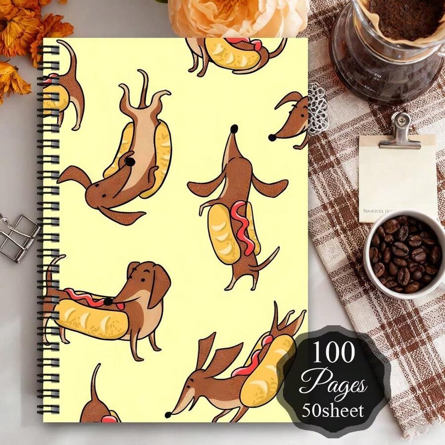 1 cuốn sổ tay lò xo Dachshund dễ thương - Sổ lập kế hoạch mini bỏ túi với bìa chủ đề Dachshund, trang kẻ ngang - Nhật ký chó cầm tay làm quà tặng, cho người yêu thú cưng (Thiết kế chó xúc xích) - H - Xem 1