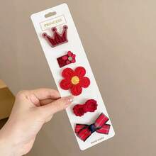 5pcs/Set Teddy Dog, Cat, Yorkshire Terrier Themed Non-Shedding Hair Clips & Headbands - Multicolor - View 10