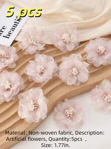 5/15pcs Artificial Orchid Flower Decor Sock Doll DIY Accessories Fabric Stickers, 7 Colors DIY Stickers, Suitable For Sewing, Handicrafts, Arts, Patchwork, Clothing, Hats And Bags Decoration - Multicolor - View 26
