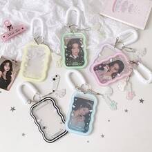 1 pieza Soporte de tarjeta acrílico con alas de ángel de 3 pulgadas, funda de exhibición de tarjeta de foto de ídolo para niñas, protector de marco de foto para estudiantes - Rectángulo - Ver 7