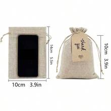 40入可重複使用粗麻布抽繩禮物袋附禮物吊牌，適用於婚禮伴手禮、派對珠寶收納袋、聖誕節、DIY手工袋 - 派對抽繩袋 - 查看 2