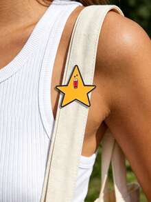 1 pièce d'épinglette en émail jaune criard en forme d'étoile, broche de bande dessinée amusante en forme d'étoile, épinglette mignonne pour vestes en jean et sacs - Multicolore - Voir 3