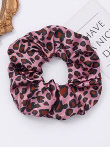 1pc Leopard Print Wide Edge Daily Wear Women Hair Scrunchie Ponytail Hair Ties Elastics Rubber Bands - Multicolor - View 4