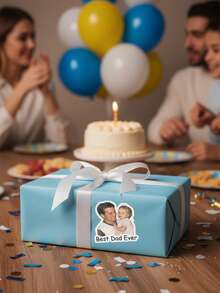 15 Stücke/30 Stücke personalisierte Vatertags-Fotoaufkleber - individuell gestaltete Vater- und Kind-Bildetiketten mit Text, wasserfeste DIY-Familienparty-Geschenkaufkleber, süße Vatertags-Dekorationen geeignet für Babyparty, Geburtstag und Fotoalbum 2026 - Verschiedenfarbig - Übersicht 7
