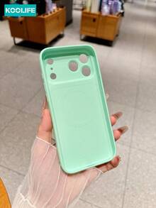 Koolife 1 件装薄荷绿波浪纹理磁吸手机壳，PC+TPU 防震保护套，兼容 MagSafe，大摄像头窗口保护，亲肤保护壳，兼容 Apple 17/17pro/17promax/16/15 - 青色 - 查看 4