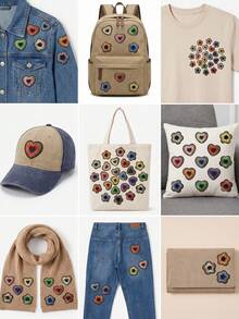1 Set de parches bordados con corazón y flor, adecuados para desgastar la ropa - Multicolor - Ver 3