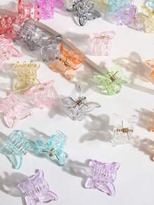 15/20/30pcs Mini Flower Shaped Claw Clips, Brown Tone Small Hair Clips For Bangs & Flyaways - Multicolor - View 5