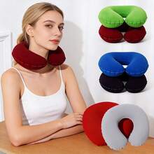 2pcs U-Shaped Inflatable Travel Pillows, Soft PVC Portable Neck Pillow, Lightweight Foldable Inflatable Pillow Suitable For Airplane, Car, Outdoor Camping, Travel, Providing Comfortable Neck Support. - A - View 1