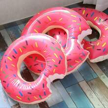 Pink Donut Inflatable Swim Ring, Large Size Pool Float For Adults And Children, Cute Donut With Sprinkles Decoration, Summer Water Recreation Supplies - Pink - View 3