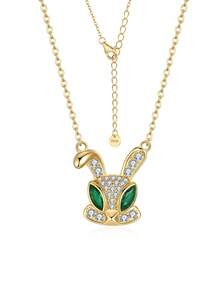 Collar de conejo de dibujos animados de plata de ley S925 para mujeres, joyería versátil para uso diario, regalo para novia, esposa, madre, cumpleaños, aniversario - Multicolor - Ver 7