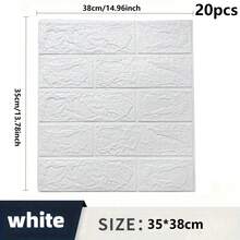 20片裝 3D 泡棉磚牆貼，自黏防水防霉白色瓷磚壁紙，適用廚房、浴室、客廳裝飾 - 牆貼 - 查看 6