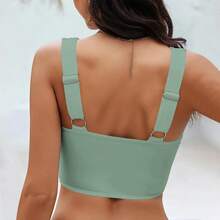 Nuevo Top de Bikini con Delantero Retorcido para Vacaciones, Playa y Verano - Verde de judía - Ver 3