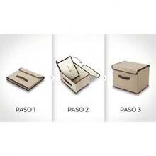 2 Foldable Fabric Organizer Boxes With Lids Home Clothing - Coffee Brown - View 3