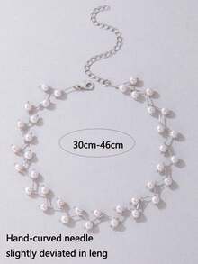 imoli 1pc French Elegant Resin Geometric Line & Pearl Necklace, Suitable As Jewelry Gift For Women - 5634-g - View 9
