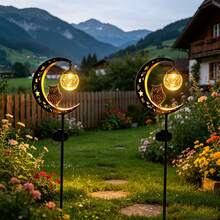 1pc Solar Powered Owl Glass Crackle Stake Light, Outdoor Decor For Pathway, Backyard, Patio, Lawn, Garden - Owl Ground Stake - View 2