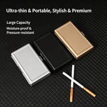 Metallic Matte Fiber Optic Thin Box, Universal Type, Suitable For All Cigarettes, Portable, Moisture-Proof, Durable, And Creative Design - Black - View 1