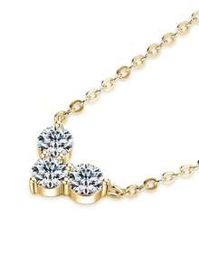 XUJIA 1pc 925 Sterling Silver Women's Heart Necklace, 0.90ct 4mm Round Cut Moissanite Pendant, 18"+2" Adjustable Chain - NMO-089 - View 9