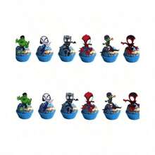 Superhero Theme Party Decoration Set, Cake Toppers And Cartoon Hanging Decorations, Superhero Birthday Scene Decor Supplies - Multicolor - View 2