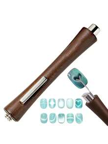 Outil de nail art magnétique 4-en-1 œil de chat, outil de nail art œil de chat en forme de cœur, baguette magnétique multifonctionnelle pour vernis gel UV marron foncé à taille fine, design artistique, facile à saisir, convient pour l'art des ongles à la maison et en salon, accessoires de nail art, cadeau sélectionné pour la famille, les couples, les amis. - Multicolore - Voir 8